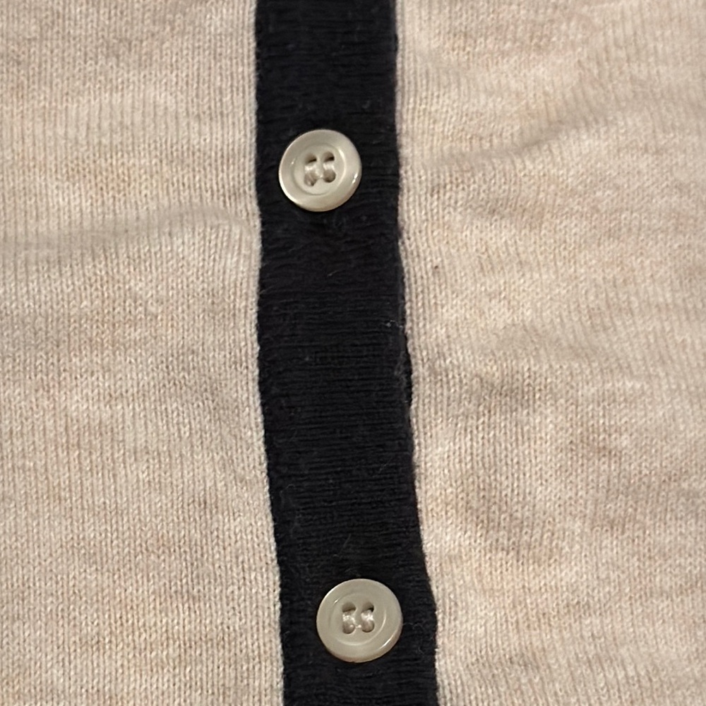 Cream Cardigan with Black Trim‎ and Bow Accents - Picture 4 of 7